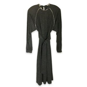 NR1 by Ned Gould Midi Dress Vintage Wool Gray with Rhinestone Accents in Size 10